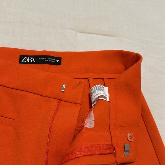 NWOT RARE Zara Bright Orange Straight Leg Pants Size XS - Picture 10 of 11